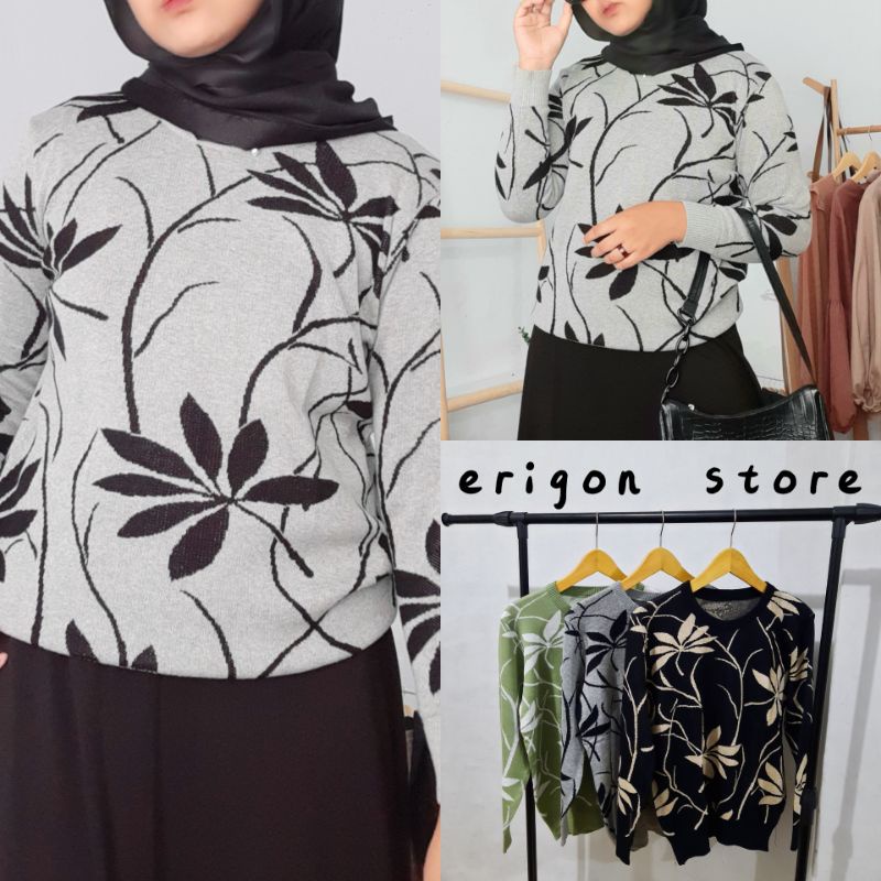 SWITER MELODY BAHAN COTTON COMBED MOTIF BUNGA