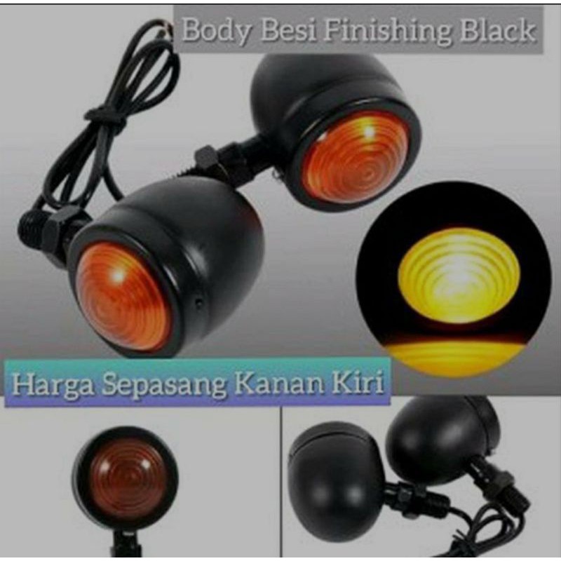 Lampu sein bulat klasik hitam universal Cb 150r, RX king, Tiger vixion