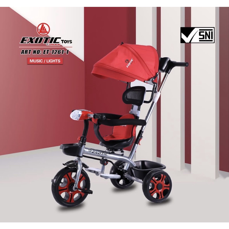 Sepeda Anak Roda Tiga Exotic ET1261-1 Musik Lampu Kursi Putar ET 1261-1