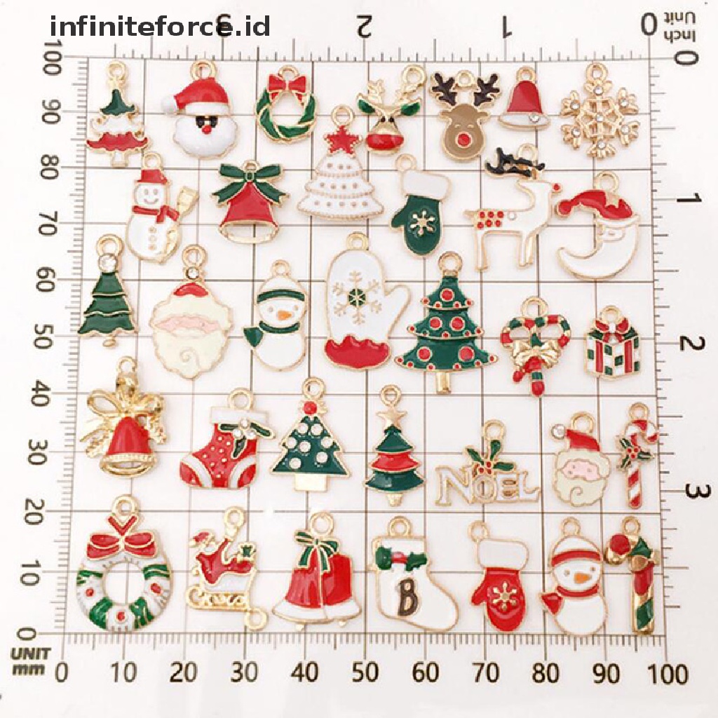 38pcs / set Liontin Enamel Desain Natal Untuk Membuat Perhiasan