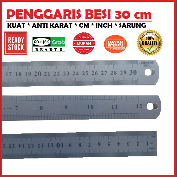 

penggaris besi 30 cm stainless anti karat ruler