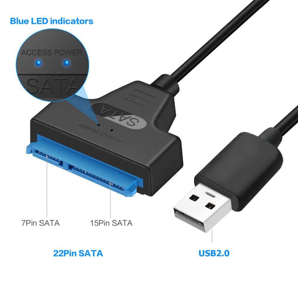 USB 2.0 to SATA 22Pin Adapter Copper Wire Core and ABS Cable Converter Wire for SATA Notebook Hard