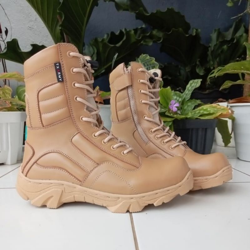 SEPATU PDL LGR CREAM GURUN BAHAN KULIT SAPI ASLI MERK TX-ARMY SEPATU PDL DINAS LAPANGAN SATPOL PP PNS KEMHAN