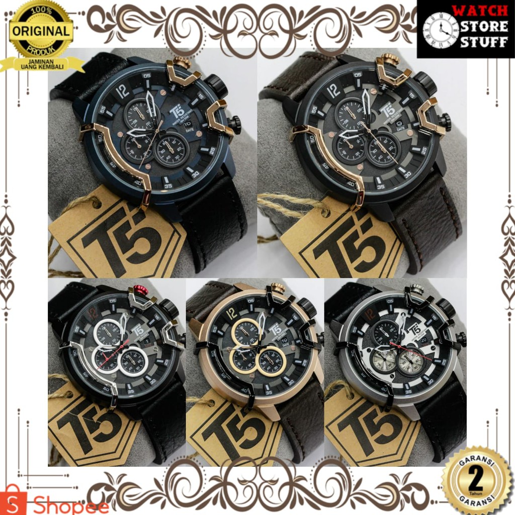 JAM TANGAN PRIA WANITA | RANTAI | KULIT | KARET | MURAH | PRIA T5 H 3819G Original