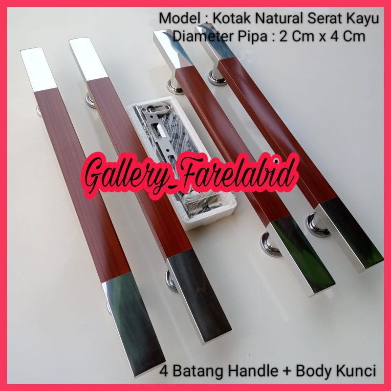 1 Meter Handle Pintu Rumah Stainless Steel Kotak 100 Cm Set Body Kunci Gagang Pintu Rumah Modern Pegangan Pintu Kupu Tarung Tarikan Pintu Rumah Minimalis