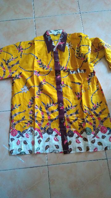 Qnunbatik Batik Keluarga/family Gamis Muslim Adelia Madura Kuning