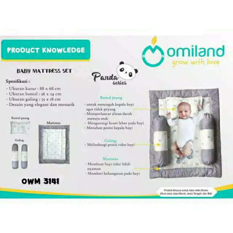 Promo  Omiland Matras Bayi 3In1 Set Bantal Guling Omiland Matras Bayi Panda Series Owm3141