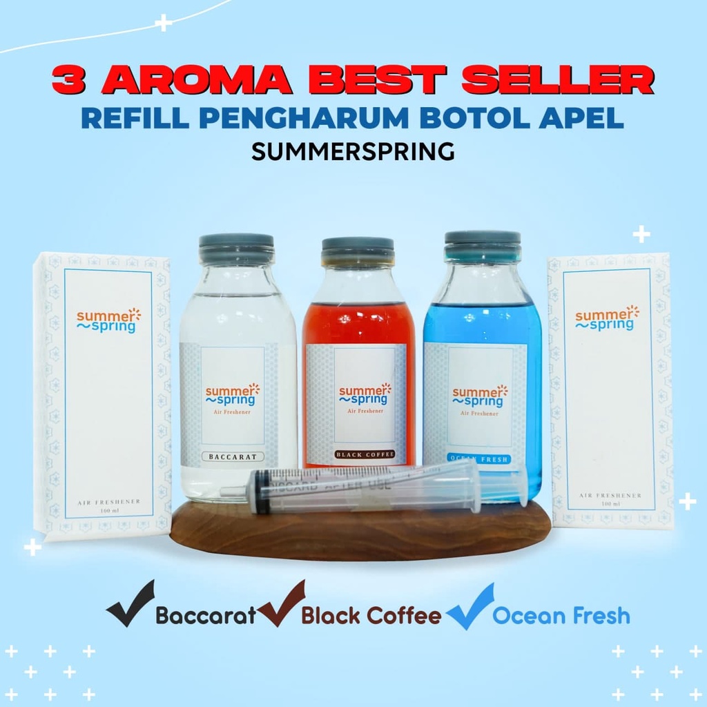 Parfum Mobil Pengharum Ruangan Pewangi Kamar Tidur Harum Summer Spring | Refill Apel | Lemon Grass