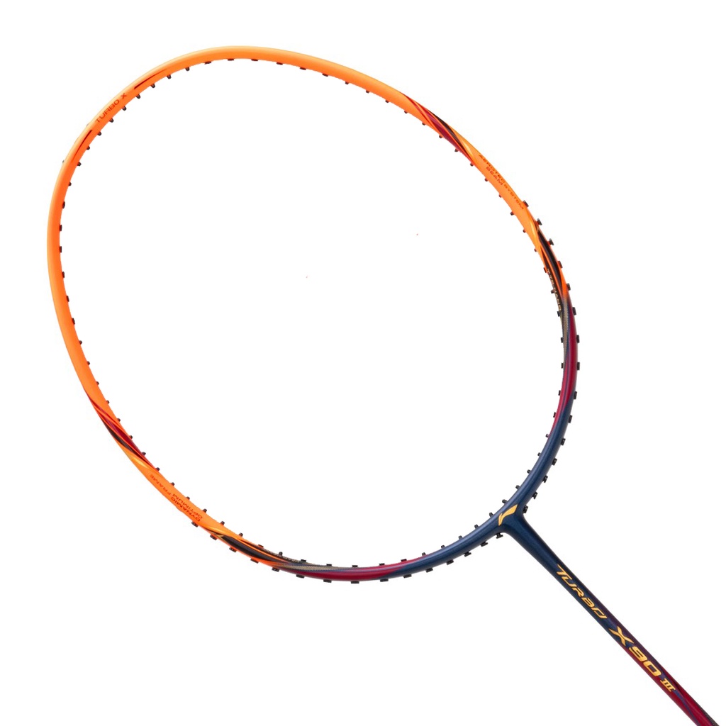 Li-Ning Badminton Racket Turbo X 90 III Navy/Orange AYPR148-4 Bundle Cover, String, Grip, T-Shirt