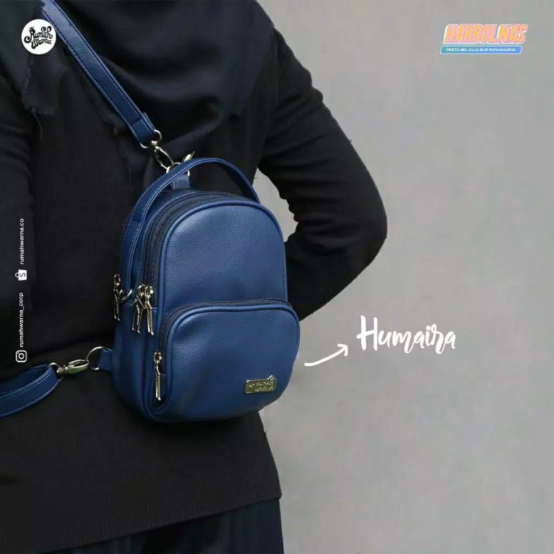 Tas Ransel Mini Humaira Biru Tua Rumah Warna