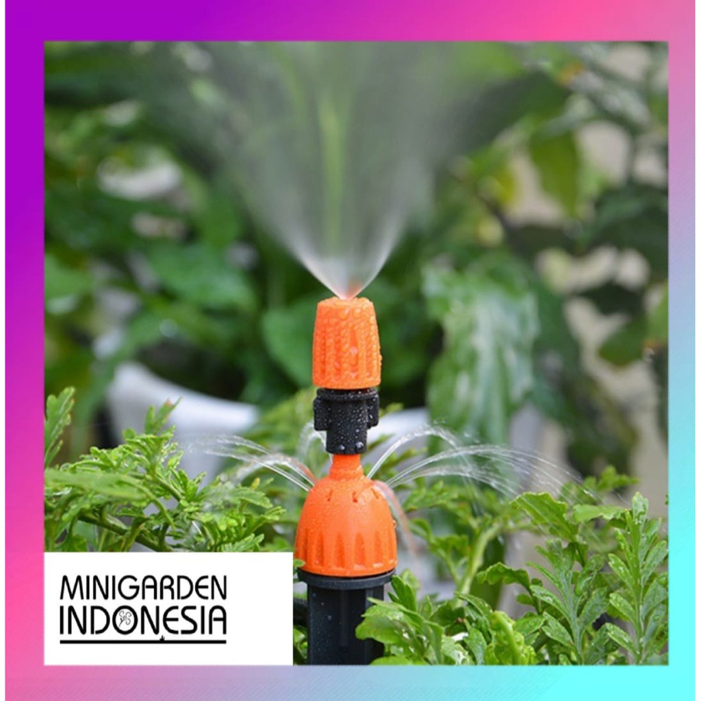 FOGGER SPRAYER KABUT ORANGE  + NEPEL TEE NOZZLE 7MMM fitting 1 way head mist sprinkler siram taman