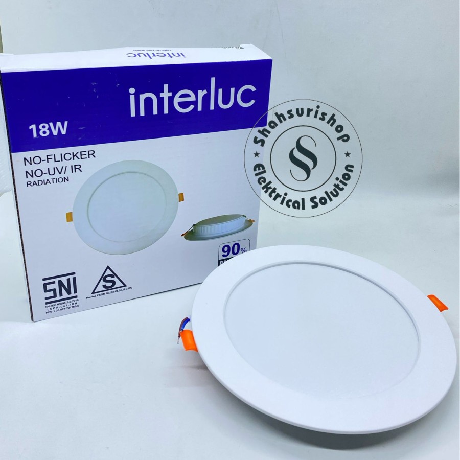 INTERLUC DOWNLIGHT LED PANEL 18 WATT 18W INBOW NO FLICKER NO UV/IR - Putih