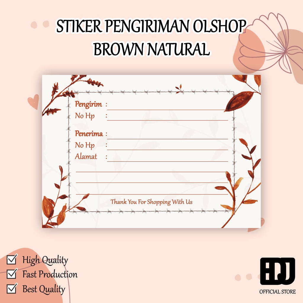 

Brown Natural / Stiker pengiriman olshop murah ready / label pengiriman olshop