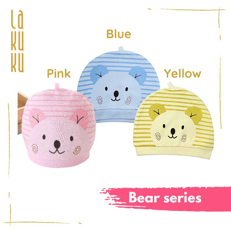 Topi Kupluk Anak Bayi Newborn 0-6 bulan soft Cotton, Nyaman dan Lucu-Bear series