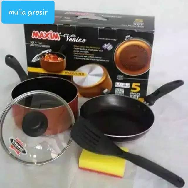 Maxim Venice isi 5set Panci 17cm dan Wajan 20cm