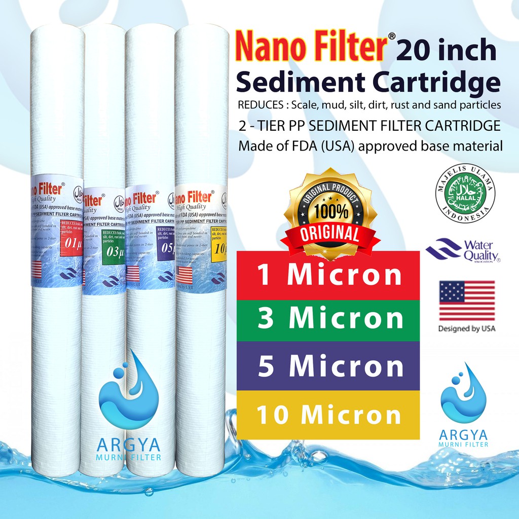 Baru Sediment Cartridge Filter Nano 20 Inch / Spun Nano 20 Inch Tersedia 1, 3, 5, 10 Micron
