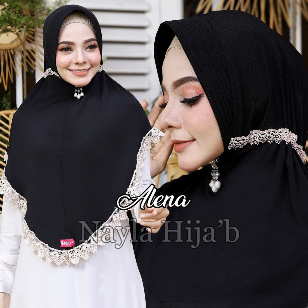 Jilbab Instan Serut Alena Renda Import Kerudung Instan Jersey Super Premium Termurah Nayla Hijab