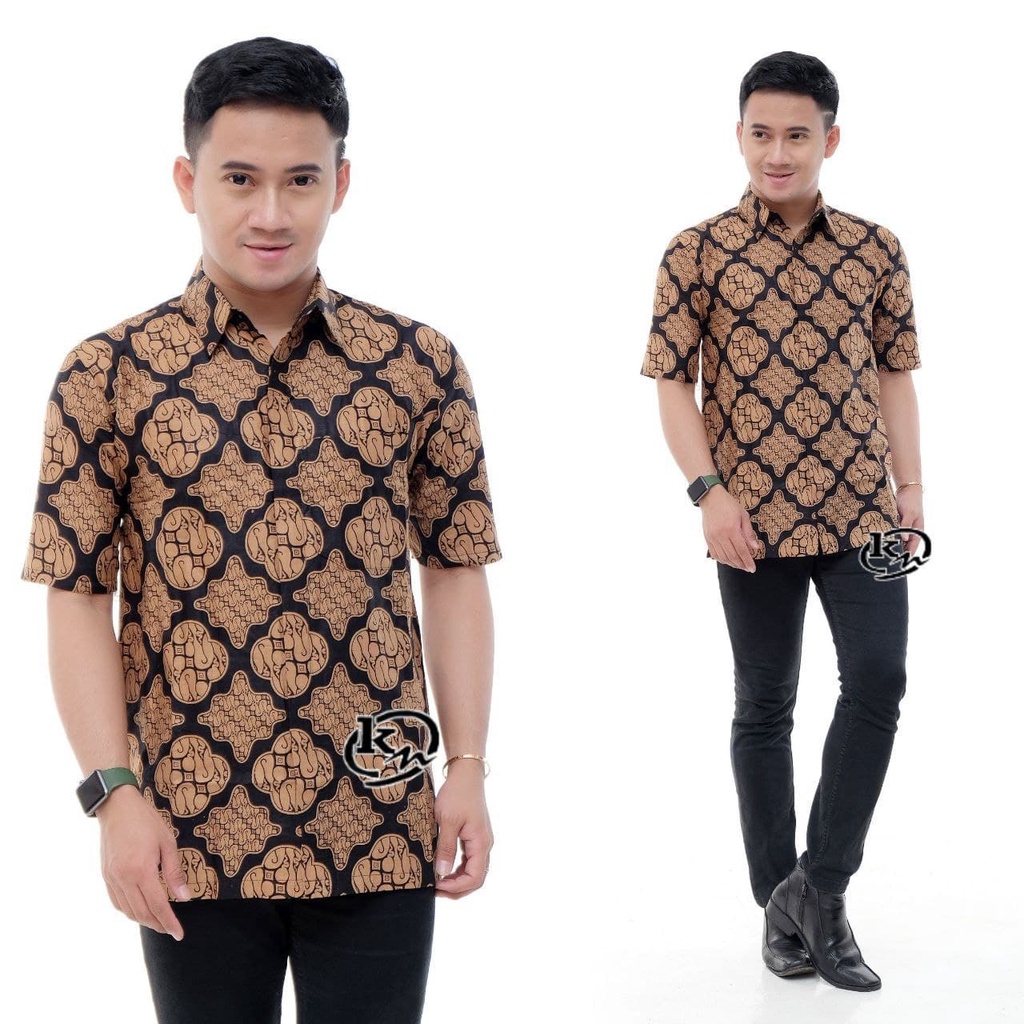 Pakaian Batik Formal Kasual Pria Keren Premium / Baju Batik Seragaman Resepsi Nikahan Pria Kekinian-J