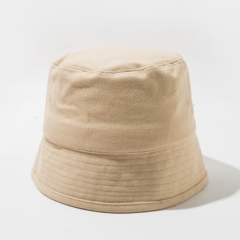 Topi Bucket Bahan Katun Linen Warna Solid Gaya Korea Untuk Unisex