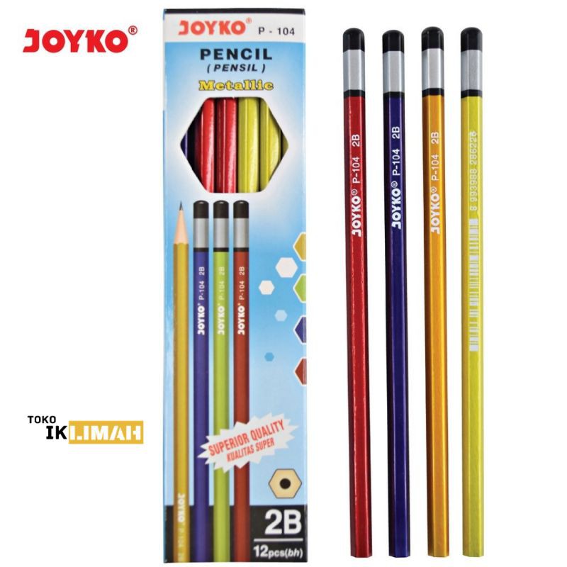 

Pencil 2B JOYKO P-104 Metalic / Pensil Kayu P 104 / Pinsil / 1 BOX 12 PCS