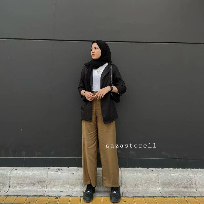 YES Celana Kulot Panjang Wanita Highwaist Rayon Crinkle Airflow