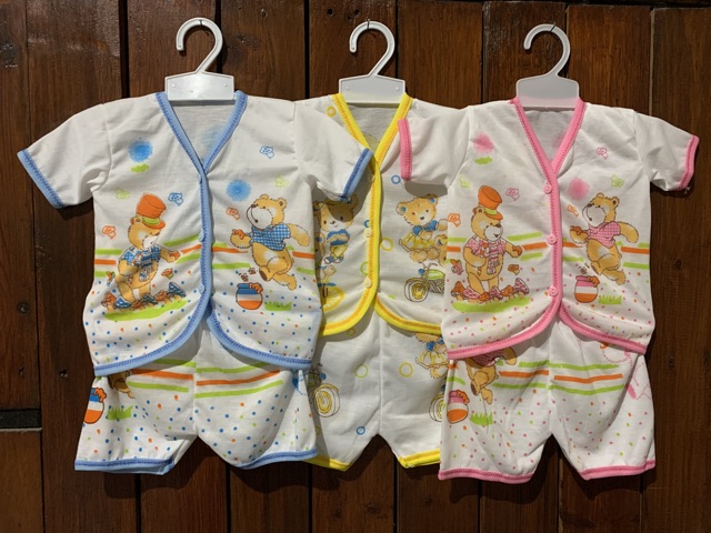 Setelan Baju Bayi Baru Lahir/Setelan Newborn Bahan Katun (Motif Pola)