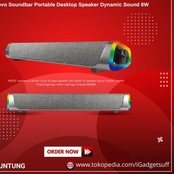 ❈ Lenovo Soundbar Portable Desktop Speaker Dynamic Sound 6W - LECCO DS102 ☆