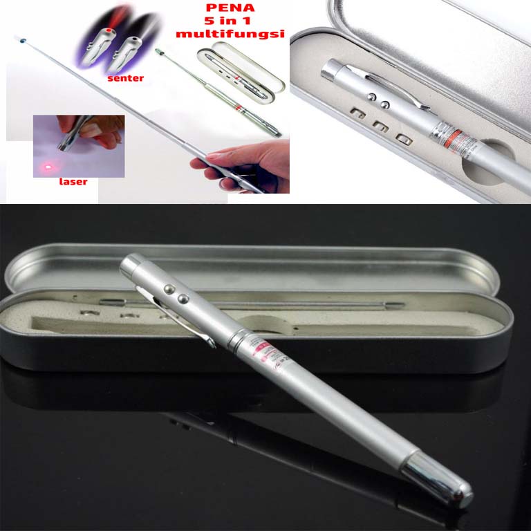 pena Premium 5 in 1 Bolpoint Pulpen Laser Pointer Senter Stik Komando Magnet Pena Ballpoint Multifungsi Senter + Laser Pointer + Pen + Stylus