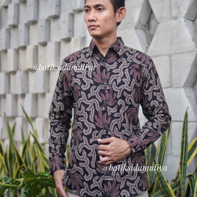 Sidamuliya Batik Kemeja Pria Slimfit Premium Anwealda Lengan Panjang