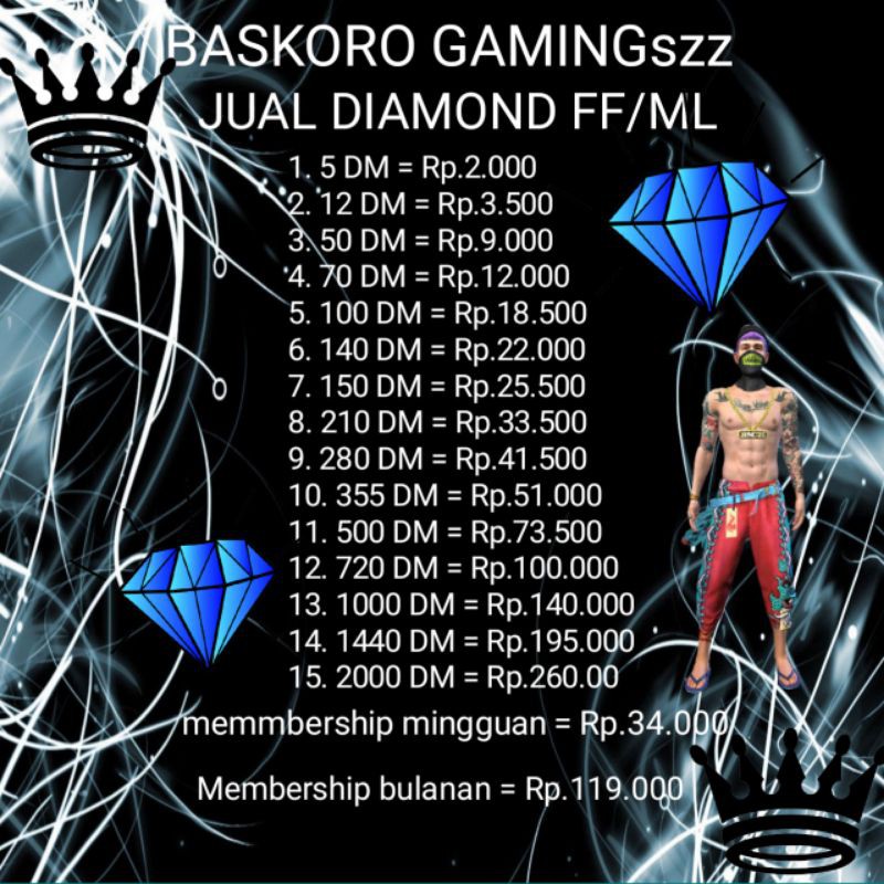 JUAL DIAMOND FF,ML harga grosir