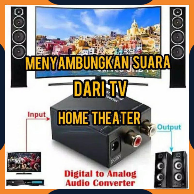 [COD] PAKET CONVERTER AUDIO DIGITAL TO ANALOG DARI TV KE SPEAKER AKTIF HOME THEATER / OPTICAL COAXIAL TO ANALOG RCA + KABEL OPTICAL OPTIC AUDIO TV 1.5M