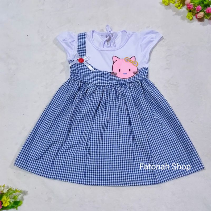 Dress anak 1 2 tahun cewek baju anak perempuan hellokitty marun (dress hello cilukba )