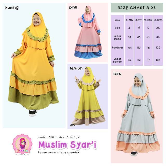 Muslim syari trendi anak tanggung aleena kids