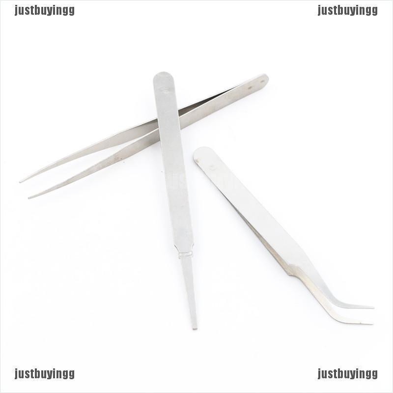 JB✪ 3pcs/set Stainless Steel Tweezer DIY Tool Repair Precision Assembly Electronic