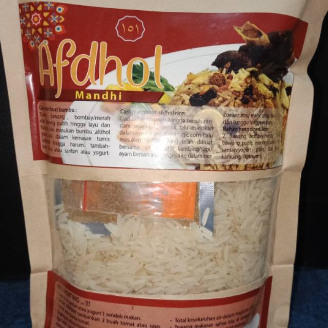 

beras basmati untuk nasi mandi kebuli kapsah briyani merk afdhol praktis dilengkapi bumbu 500gram