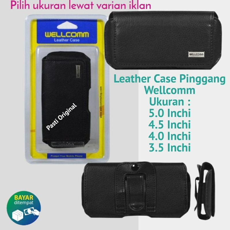 tas hp Dompet Hp Wellcomm Leather Case Universal 5 Inchi Sarung Dompet HP Pinggang Stand Landscape T