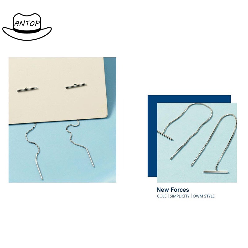 Anting Tusuk Gantung Temperament Bahan Sterling Silver 925 Desain Rumbai Gaya Koreasimple Untuk Wanita ANTOP