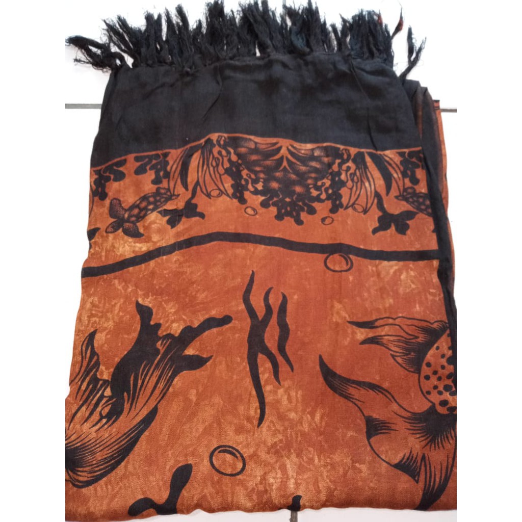 Kain Bali Wisata Pantai Motif Hewan Laut 160 cm x 120 cm Rumbai Sembilanmode