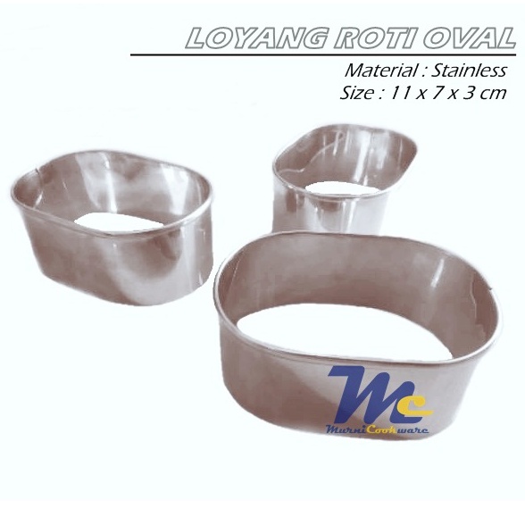 Ring Cutter Oval Stainless satuan/ Cetakan Roti Oval/Ring Roti Oval