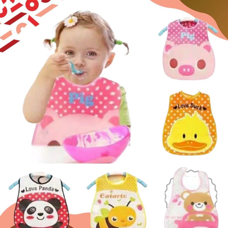 [SP] SLABBER PLASTIK / SLABBER ANAK PLASTIK KARAKTER LUCU / CELEMEK PLASTIK ANAK