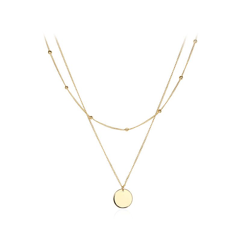 Simple Round Coin Pendant Necklace Bohemian Layered Bead Chain Collar Necklace Jewelry Party Jewelry Female Gift