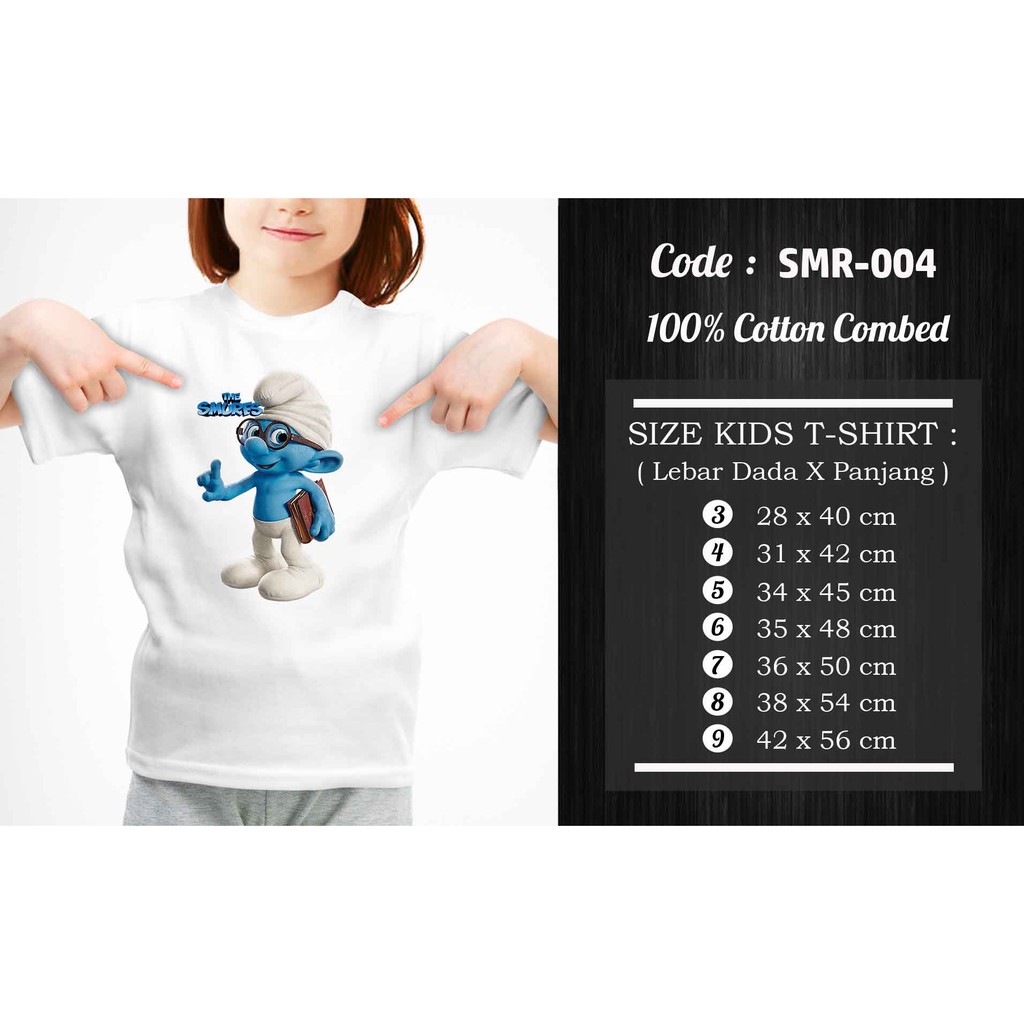 [FREE NAMA !!] Kaos Anak &amp; Family The Smurfs 100% COTTON PREMIUM