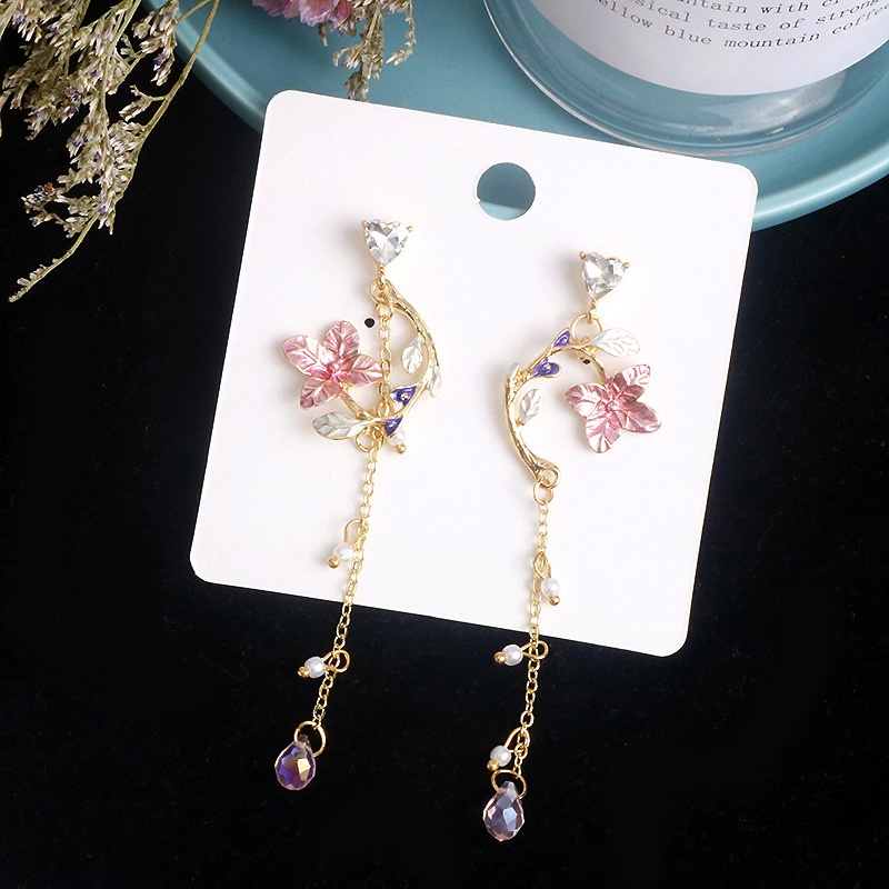 Anting Tusuk Gantung Asimetris Bahan Sterling Silver 925 Hias Mutiara Gaya Perancis / Vintage Untuk Wanita