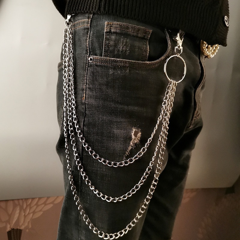 Kalung Rantai Banyak Lapis Bahan Metal Gaya Hip Hop Punk Untuk Pria