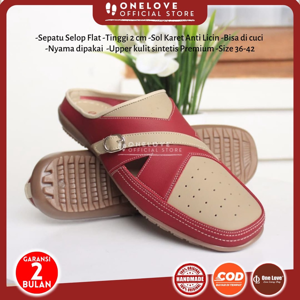 One Love Sepatu wanita flat Slop model terkini / Sepatu Selop Wanita Flatshoes One Love Ori Terbaru 