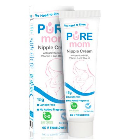 PURE MOM NIPPLE CREAM 15gr - Krim untuk Luka Lecet Puting Moms - EXP 2024