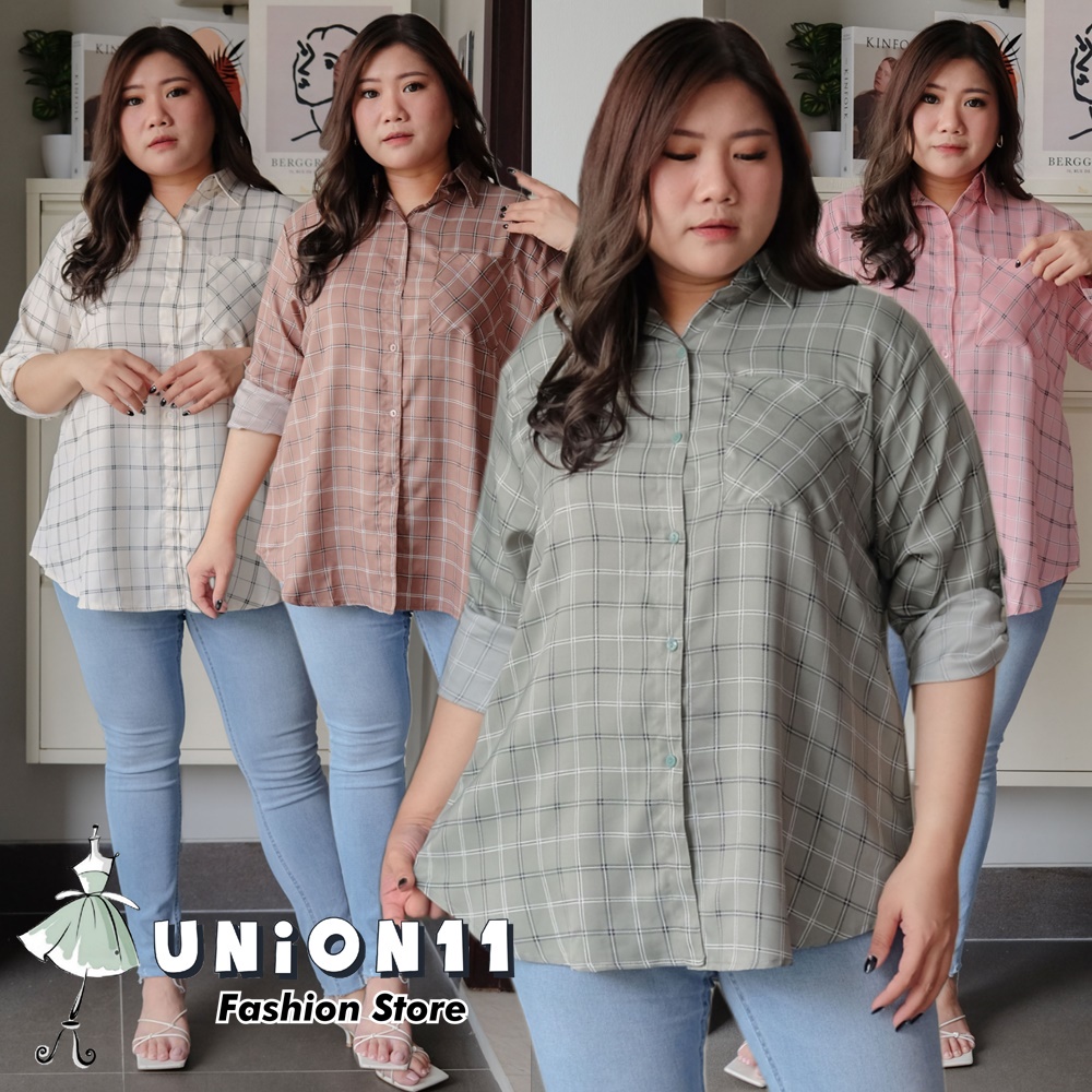 UNION11 - KEMEJA WANITA XXXL / KEMEJA WANITA JUMBO LD 120 / ATASAN JUMBO WANITA / KEMEJA BIG SIZE WANITA JUPITER