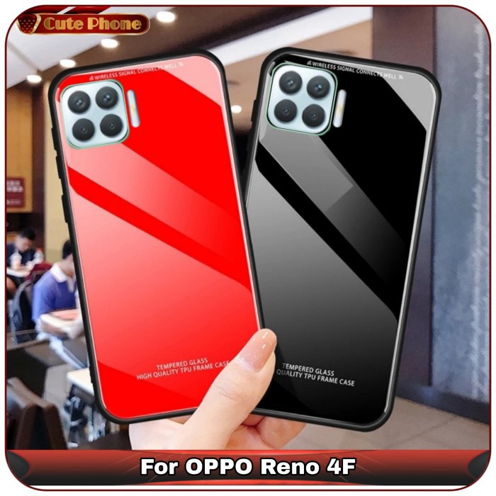 Casing OPPO Reno 4F Reno4 F Soft Hard Tempered Glass Case Hardcase