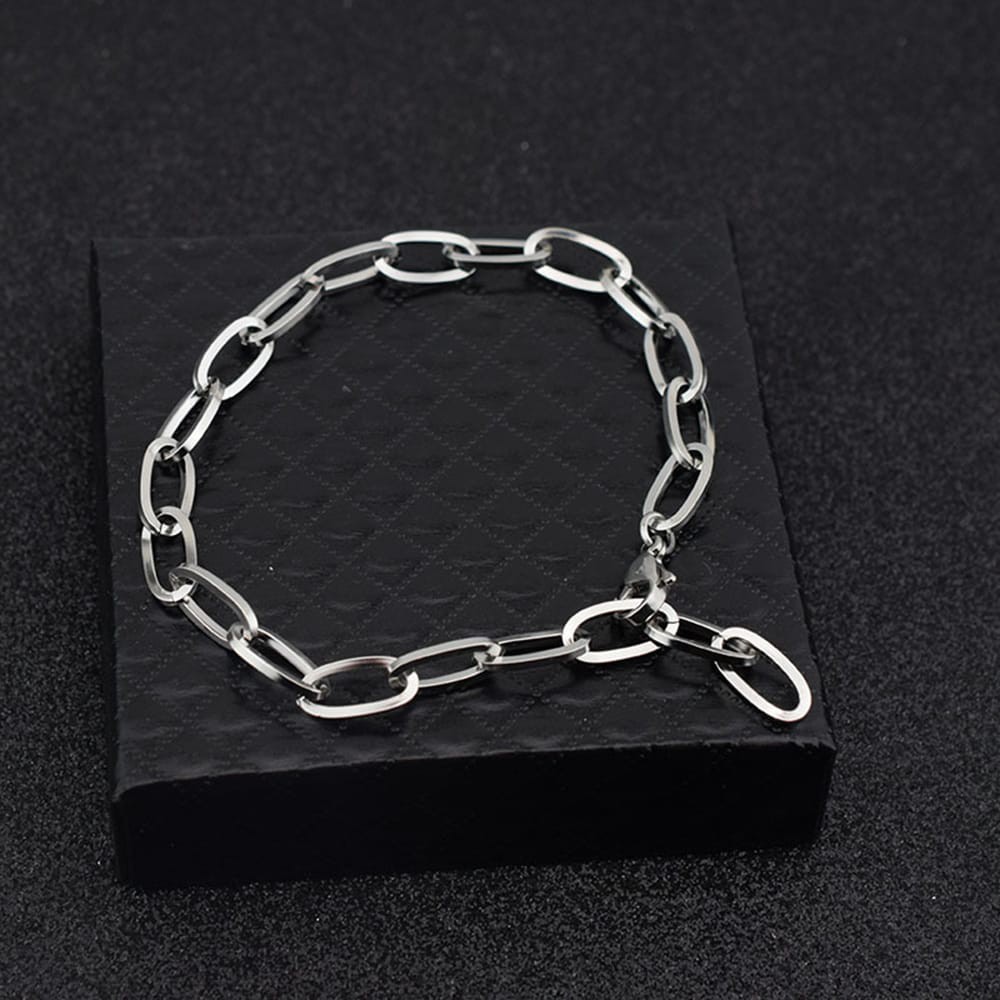 Gelang Tangan Korea Rantai Single Bahan Stainless Steel Unisex