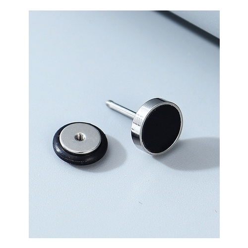 LRC Anting Fashion Black Alloy Round Unilateral Mens Earrings